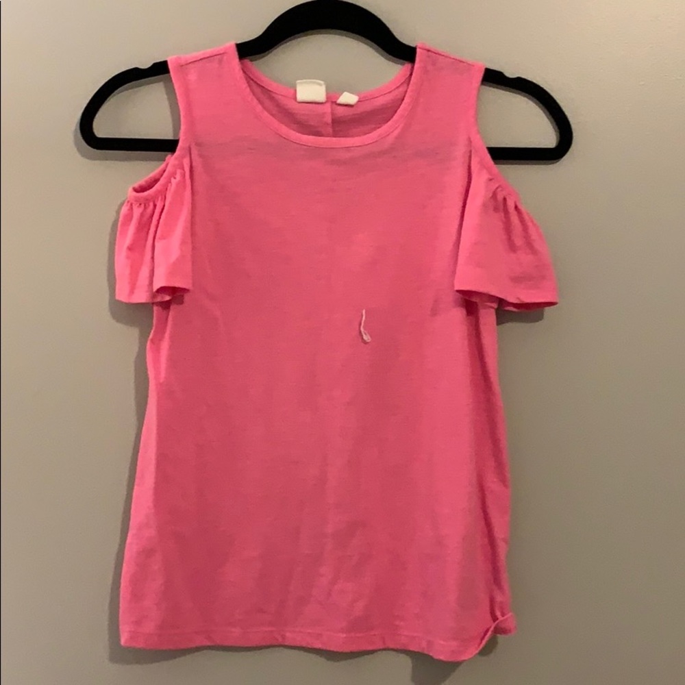 pink open shoulder blouse